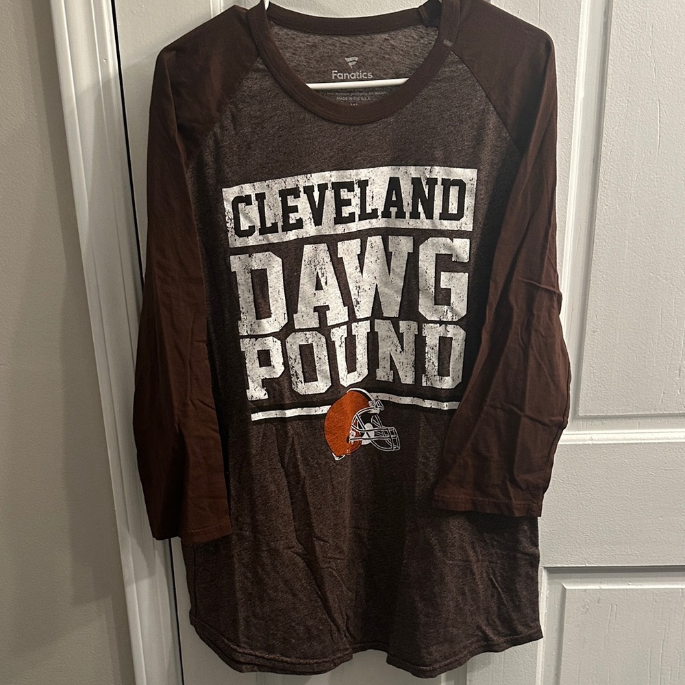 Men's Fanatics Heathered Brown Cleveland Browns Pastime Raglan 3/4-Sleeve T XL
